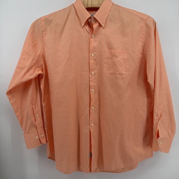 Peter Millar Crown Soft XL Cotton/Silk Button Down Orange/White Checkered - Picture 1 of 10